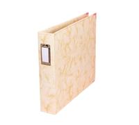 Craftelier - Eco-Leather Ring Album with 5 Plastic Sleeves of 12" x 12" (30.5 x 30.5 cm) | 3 Silver Metal D-Ring System and Label Holder | Size 33.02 x 38.1 x 7.62 cm - Marble Yellow Colour