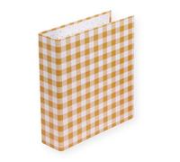 Craftelier - Album Vichy in cartone stampato a righe (15,2 x 20,3 cm) | Sistema di 2 anelli a D in metallo bianco | Copertina rigida e robusta | Dimensioni 22,5 x 23 x 6 cm - Colore senape