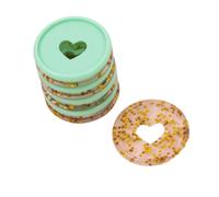 Craftelier - Anelli a Disco in Plastica M con Cuore Fustellato per Rilegatura di Planner o Album | Ideale per Scrapbooking | Confezione da 9 pezzi Diametro 35 mm - Colore Turchese e Oro con Glitter