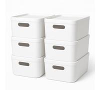 Craftelier - Confezione da 6 scatole di plastica impilabili da 5 litri | Scatola organizer con coperchio pratico e resistente | Organizer per armadietto, colore bianco, misure 24 x 17 x 12,1 cm