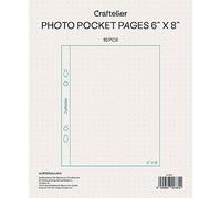 Craftelier - Custodie trasparenti in plastica per album fotografici personalizzati | Include 10 buste da 6" x 8" (15,24 x 20,32 cm) | Compatibile con album 2 anelli europei e americani