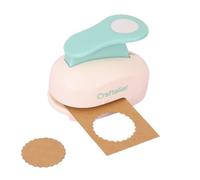 Craftelier Mini perforatrice a cerchio smerlato da 3,8 cm con pressa a leva, perforatrice a forma di cerchio smerlato per lavori di carta, scrapbooking, biglietti e diari fai da te, sagome per