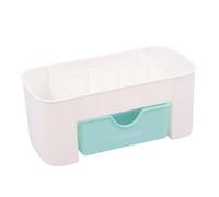 Craftelier - Organizer per scrivania con 5 scomparti e cassetto, colore: turchese e bianco - 20 x 10 x 9 cm