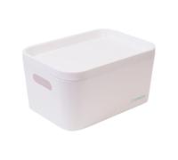 Craftelier - Scatola di immagazzinaggio in plastica impilabile | Scatola organizer con coperchio pratico e resistente | Organizer per armadietto, colore bianco, misure 24 x 17 x 12,1 cm