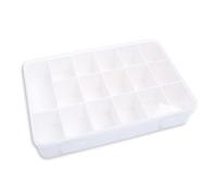 Craftelier - Scatola organizer con 17 scomparti per materiali di scrapbooking | Colore trasparente e bianco - Dimensioni 26,5 x 17,8 x 4,2 cm (10,4" x 7" x 1,65")