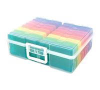 Craftelier - Scatola organizer, trasparente, portatile, con 16 mini scatole colorate per fotografie, artigianato e altri materiali di scrapbooking e lavori manuali, dimensioni 38,1 x 32,3 x 12,7 cm