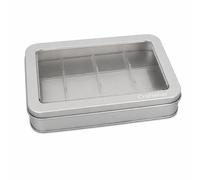 Craftelier - Scatola per 12 Mini Tamponi Inchiostro 1" x 1" (2,54 x 2,54 cm), Organizer Portatile con Coperchio Trasparente e Base in Plastica Rimovibile