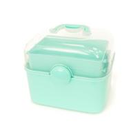 Craftelier - Scatola portaoggetti multiuso in plastica resistente | Organizzatore a 3 livelli con vassoi estraibili per utensili, artigianato, kit e accessori | 27 x 23 x 23,5 cm | Blu