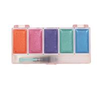 Craftelier - Set di 5 acquerelli in metallo Mermaid + pennello con serbatoio d'acqua | Ideale per progetti di scrapbooking e artigianato | Dimensioni tavolozza 14 x 6,5 cm - Dimensioni godet 4,5 x 2,5