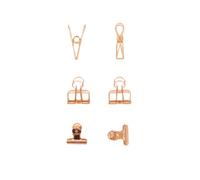 Craftelier - Set di 6 pinze metalliche con 3 dimensioni e 3 diversi disegni | Fissaggio per materiali di scrapbooking e artigianato | Dimensioni circa 1 x 5,5 cm, 3 x 4 cm, 3 x 3 cm - oro rosa