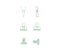 Craftelier - Set di 6 pinze metalliche con 3 dimensioni e 3 diversi disegni | Fissaggio per materiali di scrapbooking e artigianato | Dimensioni circa 1 x 5,5 cm, 3 x 4 cm, 3 x 3 cm - Turchese