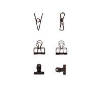 Craftelier - Set di 6 pinze metalliche con 3 dimensioni e 3 diversi disegni | Fissaggio per materiali di scrapbooking e artigianato | Dimensioni circa 1 x 5,5 cm, 3 x 4 cm, 3 x 3 cm - Nero