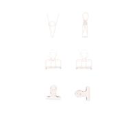 Craftelier - Set di 6 pinze metalliche con 3 dimensioni e 3 diversi disegni | Fissaggio per materiali di scrapbooking e artigianato | Dimensioni circa 1 x 5,5 cm, 3 x 4 cm, 3 x 3 cm - Bianco