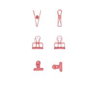 Craftelier - Set di 6 pinze metalliche con 3 misure e 3 disegni diversi | fissaggio per materiali di scrapbooking e artigianato | Dimensioni circa 1 x 5,5 cm, 3 x 4 cm, 3 x 3 cm - Rosa gomma