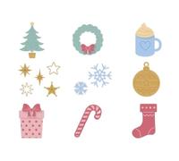 Craftelier - Set di 9 mini matrici a tema natalizio | Include stelle, fiocchi di neve, regali, calzini, albero, corona e tazza