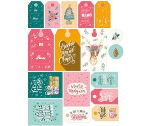 Craftelier - Set di etichette con frasi in spagnolo e inglese per progetti natalizi di scrapbooking e artigianato | Collezione "All You Need Is Christmas" | Include 17 pz di diverse dimensioni