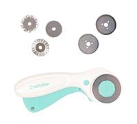 Craftelier - Taglierina rotante e pezzi di ricambio di lame di taglio lisce e sagomate | Ideale per artigianato e scrapbooking | Funzione di blocco con pulsante | Diametro lama 45 mm