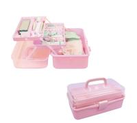 Craftelier - Valigetta portaoggetti con 3 vassoi, chiusura e maniglia per materiali e strumenti di scrapbooking e altri lavori manuali | Dimensioni approssimative 32 x 13,5 x 18,5 cm - Rosa