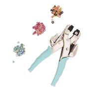 Craftelier + We R Memory Keepers - Kit per progetti di scrapbooking e artigianato con lo strumento Crop-A-Dile di colore turchese e 180 occhielli colorati assortiti con diametro esterno di 8 mm