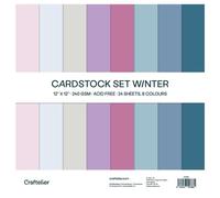 Craftelier - Winter, Confezione di 24 cartoncini per progetti di scrapbooking e artigianato, dimensioni 30 x 30 cm, grammatura 240 g, carta priva di acidi