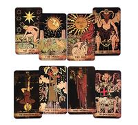CRAFTERIAN Tarocchi, mazzo di 78 carte, Tarocchi originali per principianti ed esperti con guida, sacchetto regalo e scatola, gioco di predizione della fortuna, adulti, nero