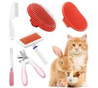 Crafterlife Kit per la toelettatura di coniglietti con spazzole per spargimento, pettine per spargimento di animali domestici, tagliaunghie per animali domestici, spazzola per toelettatura, guanto ago