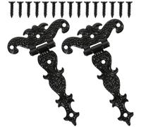 CRAFTHROU 2 Pezzi Cerniera per Porte in Legno Stile Vintage in Ferro Nero 8 Fori Vite, Design Semplice e Comodo, Adatta per Porte e Pareti di Club All'aperto