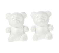 CRAFTHROU 2 Pezzi Modelli Orsetto in Schiuma Bianca per Decorazioni Feste e Matrimonio, Sculture Modellabili Creative Fai da Te per Addobbi Unici