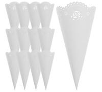 CRAFTHROU 20 Pezzi Coni Porta Confetti in Carta Bianca Disegno Diy, Classici e Vintage, per Matrimonio e Conservazione, Forma a Cono