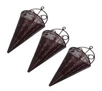 CRAFTHROU 3pezzi Cesti Appesi Intrecciati Ventaglio per Fiori Vasi Orchidea da Appendere in Rattan Sintetico Marrone Scuro Fioriere Sospese per Decorazioni Parete Casa e Esterno