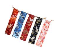 CRAFTHROU 5 Pezzi Borsa Cordoncino per Posate Stile Giapponese, Design Multifunzionale e Facile da Pulire, per Bacchette e Ventagli in Varie Occasioni