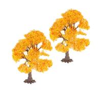 CRAFTHROU Alberi Modello in Filo di Ferro 2 Pezzi, Albero Miniatura Flessibile e Regolabile per Paesaggi Diorami e Decorazioni Architettoniche Giallo Pvc