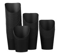 CRAFTHROU Bicchieri per Snack 14oz 100 Pezzi in Carta Nera Monouso Apertura Angolata, Porta Antipasti per Buffet, Barbecue e Feste all'Aperto