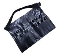 CRAFTHROU Borsa Porta Pennelli da Trucco in Pelle Pu Nera, Organizzatore Professionale per Makeup Artist, Protegge e Conserva Pennelli, per Uso in Studio o Viaggio