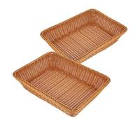 CRAFTHROU Cesto Porta Frutta Rettangolare 2 Pezzi in Pp Design Rustico e Superficie Liscia, per Servire Pane e Organizzare Posate in Cucina