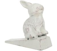 CRAFTHROU Fermaporta Antiscivolo in Ferro a Forma di Coniglio da Pavimento Vintage Bianco e Ammortizza Il Suono, per Casa e Giardino
