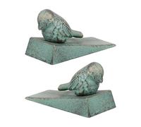 CRAFTHROU Fermaporta Resistente e Decorativo Design Uccellino in Ghisa Verde Vintage 2 Protezione Antigraffio e Antiusura per Cucina e Garage