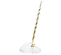 CRAFTHROU Penna a Sfera per Ospiti con Base in Acrilico a Forma di Cuore Oro, Scrittura Scorrevole e Design Elegante per Cerimonie e Matrimoni Raffinati