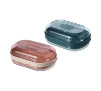 CRAFTHROU Portasaponetta da Bagno 2 Pezzi in Pp Doppio Strato e Design Drenante, Contenitore per Coperchio da Bagno e Doccia, Colori Rosso e Blu