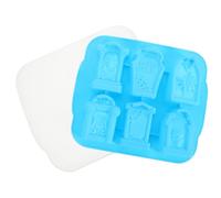 CRAFTHROU Stampo Ghiaccio Halloween Forma Tomba in Silicone Coperchio Salva Spazio per Feste e Atmosfera Festival Blu