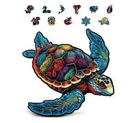 Crafthub Puzzle di legno per adulti - Puzzle di animali in legno - Tartaruga marina colorata - A3 con 122 pezzi unici - Puzzle artistico per rilassarsi - 27.4cm x 26.2cm