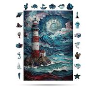Crafthub Puzzle paesaggio per adulti in legno di qualità - Puzzle A3 con faro con 272 pezzi - Puzzle dalle forme uniche - Giochi per famiglie per bambini e adulti - 39,1 cm x 27,6 cm