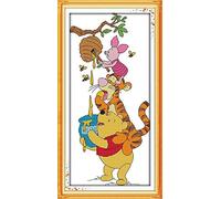 CRAFTiDA Kit punto croce per adulti e principianti, kit da ricamo prestampato per punto croce, kit da ricamo da 11 ct, decorazione da parete per la casa fatta a mano (rubare il miele)