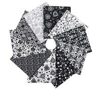 Craftido 10 pezzi di Tessuto in Cotone Fat Quarters 18”x21”(46x53cm) - Peso Medio 145g - Tessuto 100% Cotone per Quilting, Cucito, Patchwork, DIY e Artigianato Fatto a Mano - Black & White Flower