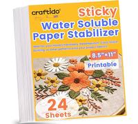 craftido 8.5"x11" 24PCS Sticky Water Soluble Embroidery Stabilizer Printable Dissolving Paper Medium Weight Allowed for Print or Draw Patterns Best for Hand & Machine Embroidery