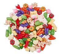 CRAFTMELODY - 100 verdure artificiali in resina artificiale, in miniatura, pomodori artificiali, carote, cipolle, funghi, patate, melanzane, decorazioni per verdure