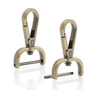 CRAFTMEMORE 2pcs Detachable Snap Hook Swivel Clasp w/Screw Bar VT493 Bag Strap Hardware Replacement (1 1/2 Inch, Brushed Brass)