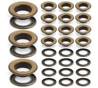 CRAFTMEmore - Set di 100 occhielli con rondelle per vestiti, cuoio, tela 3/8 Ottone anticato.