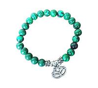 Craftopia Overseas Braccialetto da donna con ciondolo a forma di fiore di loto con cristalli verdi speciali verdi Reiki, regalo dell'amicizia