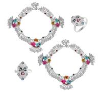 Craftopia Overseas Cavigliera placcata in argento Rara ed esclusiva, larga 3,8 cm, 85 g. Cavigliera colorata con borchie ghungroo pesanti con toering abbinati, media, senza pietre preziose